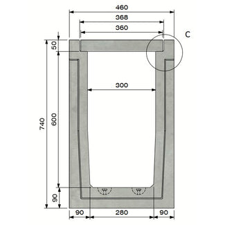 Zelfdragende-Betongoot-3060-Klasse-A-15KN-Inliggend-Tekening-DWTN