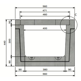 Zelfdragende-Betongoot-4030-Klasse-A-15KN-Inliggend-Tekening-DWTN