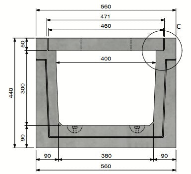 Zelfdragende-Betongoot-4030-Klasse-A-15KN-Inliggend-Tekening-DWTN