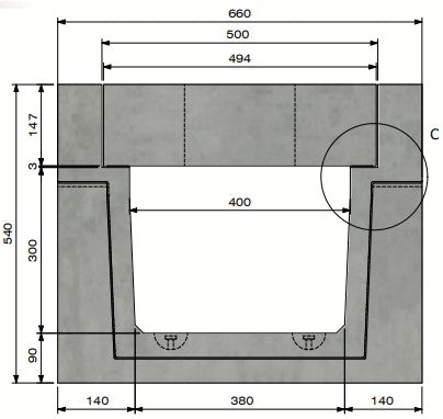Zelfdragende-Betongoot-4030-Klasse-D-400KN-Inliggend-Tekening-DWTN