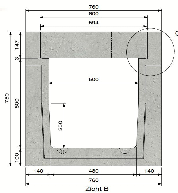 Zelfdragende-Betongoot-5050-Klasse-D-400KN-Inliggend-Tekening-DWTN