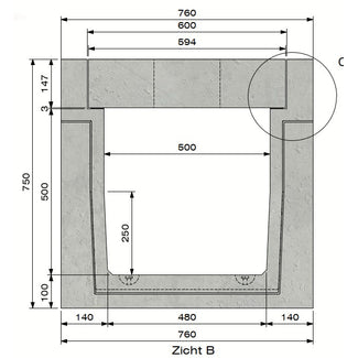 Zelfdragende-Betongoot-5050-Klasse-D-400KN-Inliggend-Tekening-DWTN