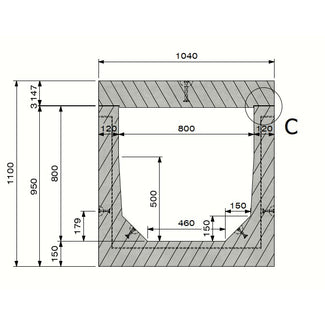 Betonnen kabelgoot Delta T 8080. D400KN. L=3m. Opliggend deksel