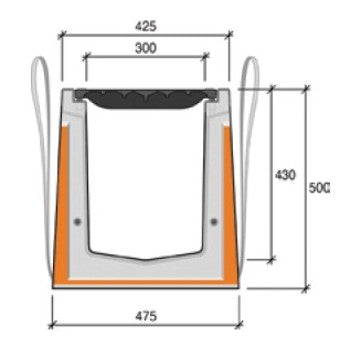 Zelfdragende-HRI-XP-300-400-Roostergoot-Afvoergoot-Lijngoot-Betongoot-Tekening-DWTN