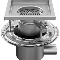 RVS tweedelige afvoerput WM200. Mini. Perforooster. L/15KN. Zijafvoer 50mm