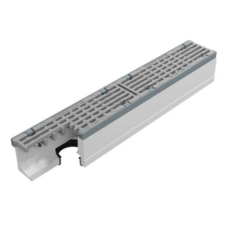 Grate gutter 100mm wide. Maxi 100. L=1m. Long bar grating. F900KN