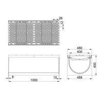 Maxi Pro 400 Gutter. L=1m. Long-rod grating. F900KN