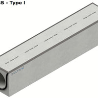 Schlitzzrinne 600 mm. L=4m. D400. Zwischenbrücke aus Beton, Stahlfelge