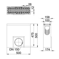 Sand trap 100mm wide. Maxi 100. L=0.5m. Long bar grate. F900KN