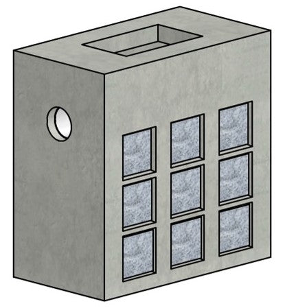 Infiltrationskammer LxBxH=110x60x110cm. Exklusives Oberteil mit Gitter