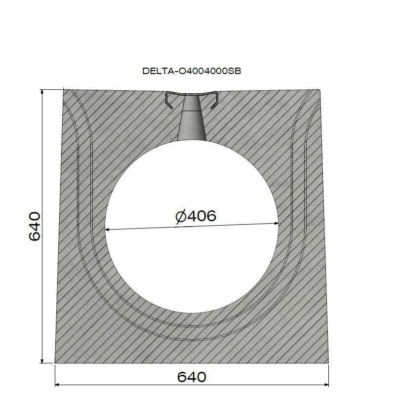 Verdeckte Dachrinne 400 mm. L=4m. F900. Zwischenbrücke aus Stahl, Randbeton
