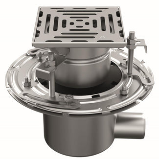 RVS tweedelige afvoerput WM150. Mini. Perforooster. L/15KN. Zijafvoer 75mm