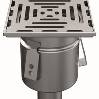 Stainless steel one-piece drain WM150. Mini. Perforated grille. L/15KN. Bottom drain 75mm