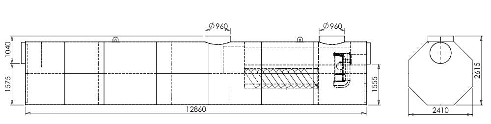 Bypassafscheider 225/1125l/s. Slibvang 22500l. D400KN. Staal