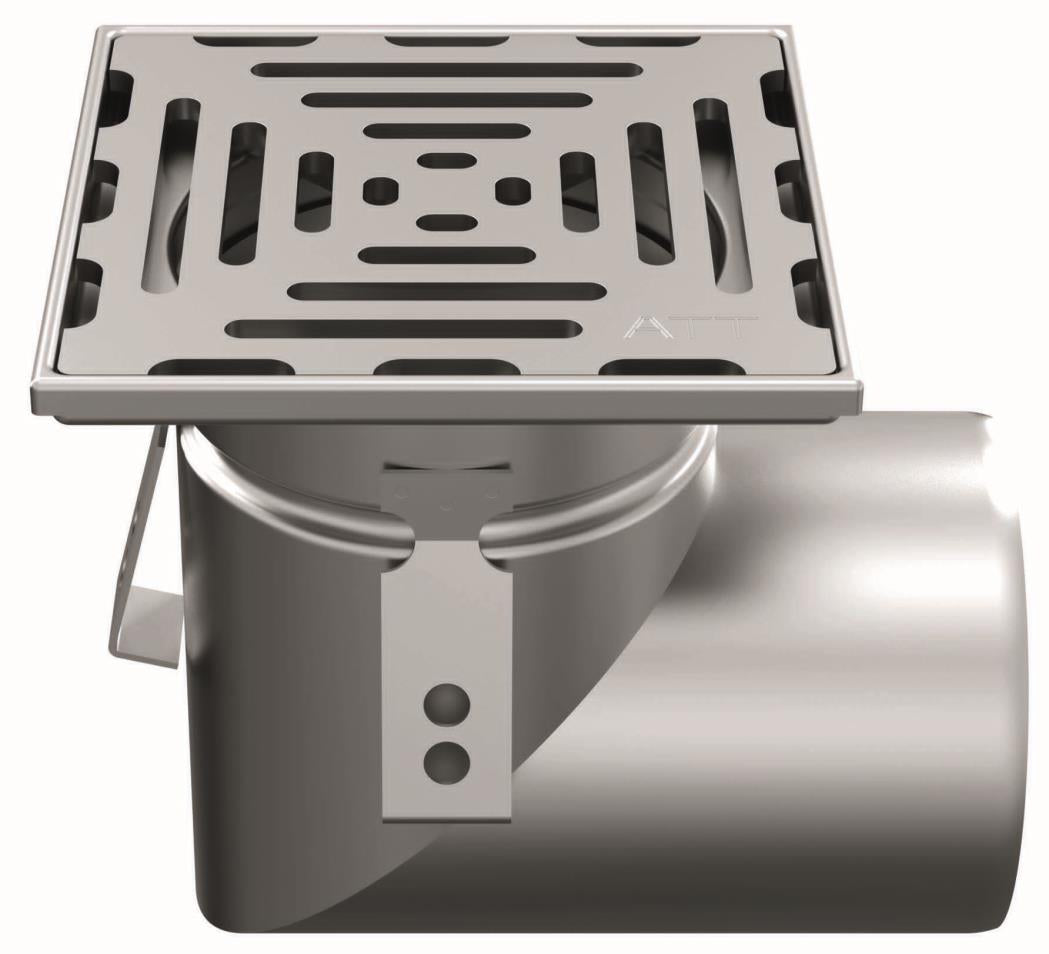 Stainless steel one-piece drain WM150. Mini. Perforated grille. L/15KN. Side discharge 110mm