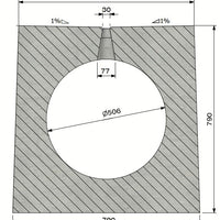 Verholen goot 500mm. L=4m. F900. Tussenbrug beton, omranding beton