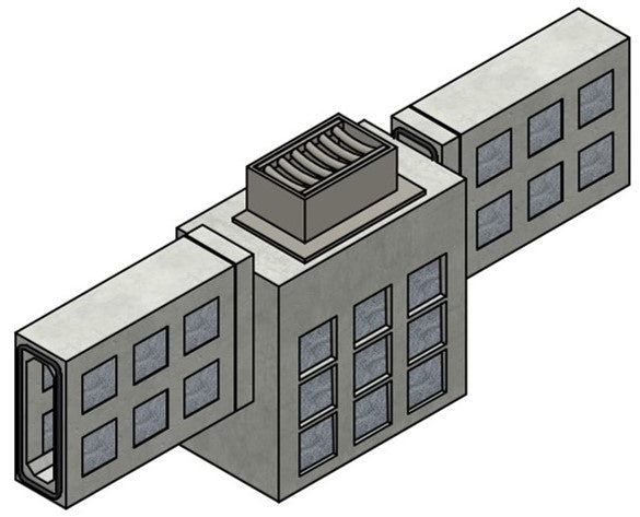 Infiltrationskammer LxBxH=110x60x110cm. Exklusives Oberteil mit Gitter