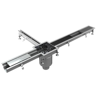 Stainless steel grid gutter 350mm wide, S350. Plate grid. M/125KN