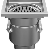 Einteiliger Abfluss aus Edelstahl W200. Plattengitter. M/125KN. Unter dem Abfluss 75 mm