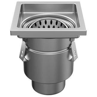 RVS eendelige afvoerput W200. Plaatrooster. M/125KN. Onderafvoer 75mm