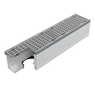 Grate gutter Maxi 150. L=1m. Mesh grid. H=210mm, bottom drain 160mm. E600KN