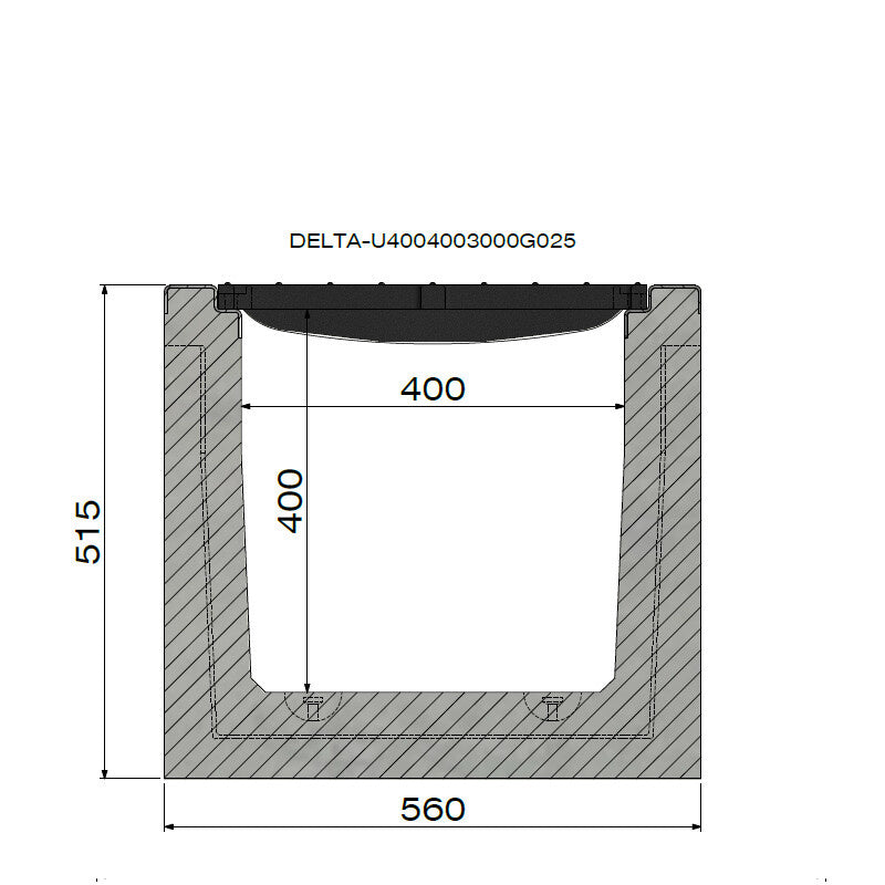 Grate gutter 4040. F900. Inset grille. L=1m. For cast iron grid
