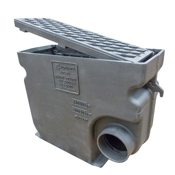 Cast iron street gully 3060LP7. PVC side exhaust 160. lxwxh=750x295x603mm