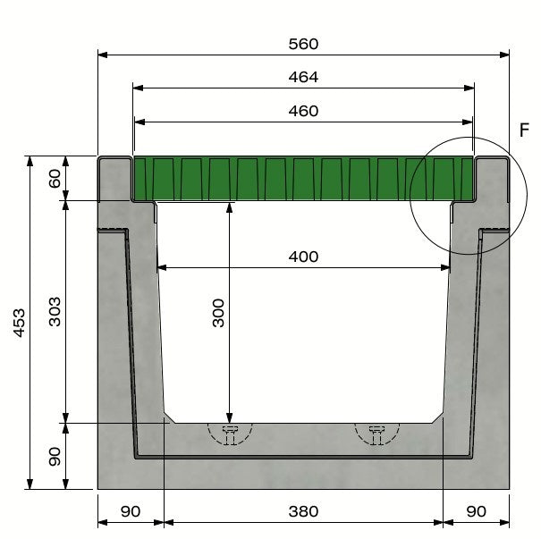 Kabelgoot 4030. C250. Inliggend deksel. L=1m