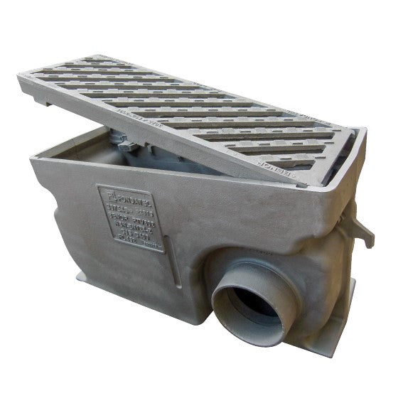 Gietijzeren straatkolk 3040LP7. PVC zijuitlaat 160. lxbxh=750x295x403mm