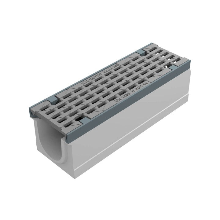 Gitterrinne 100 mm breit. Maxi 100. L=0,5m. Langer Stabrost. D400KN