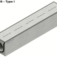 Verdeckte Dachrinne 400 mm. L=4m. F900. Betonzwischenbrücke, Stahlfelge