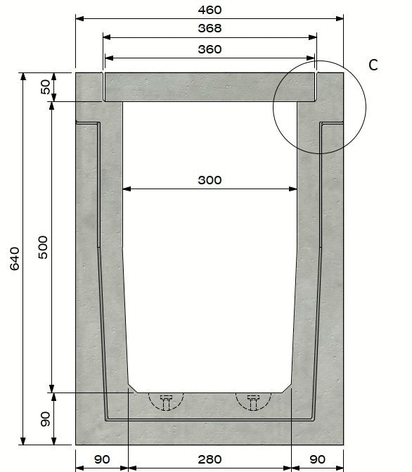 Grate gutter 3050. A15. Inset grille. L=3m. For concrete grid
