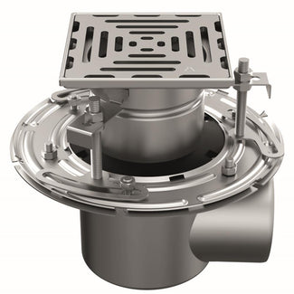 RVS tweedelige afvoerput WM150. Mini. Perforooster. L/15KN. Zijafvoer 110mm