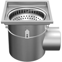 Stainless steel one-piece drain W400. Mesh grid. L/15KN. Side discharge 200mm