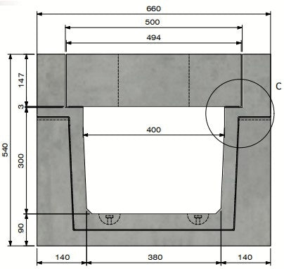 Cable duct 4030. D400. Inset lid. L=1m