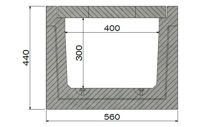 Grate gutter 4030. D400. Inset grille. L=3m. For concrete grid