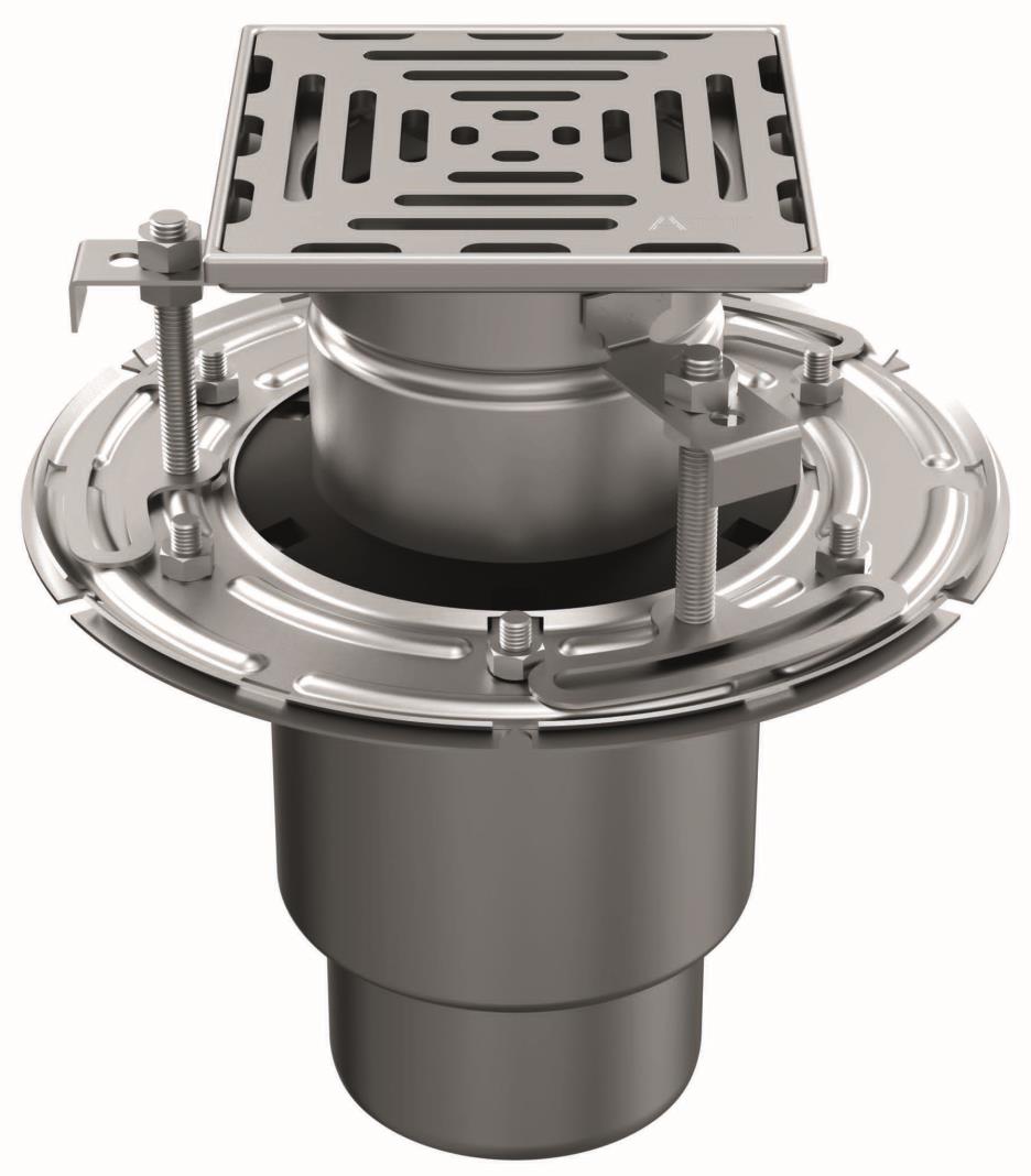 RVS tweedelige afvoerput WM150. Mini. Perforooster. L/15KN. Onderafvoer 110mm