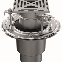 RVS tweedelige afvoerput WM150. Mini. Perforooster. L/15KN. Onderafvoer 110mm