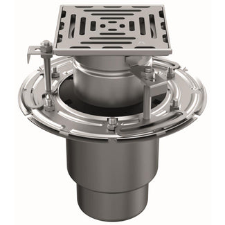 RVS tweedelige afvoerput WM150. Mini. Perforooster. L/15KN. Onderafvoer 110mm