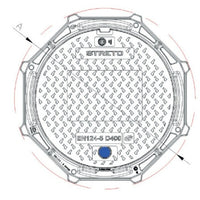 Cast iron manhole cover with Streto composite cover. 600mm opening. Class D, 400KN