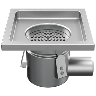 RVS eendelige afvoerput WM200. Mini. Staafrooster. M/125KN. Zijafvoer 50mm