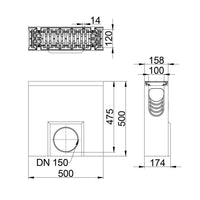 Sand trap 100mm wide. Maxi 100. L=0.5m. Slotted grille. C250KN