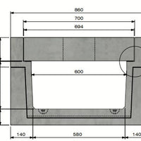 Betonnen kabelgoot Delta-T 6030. Klasse D, 400KN. Inliggend deksel. L=2m