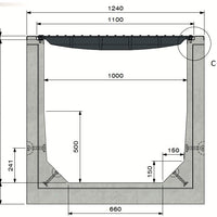 Grate gutter 100100. D400. Inset grille. L=3m. For cast iron grid