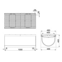 Grate gutter Maxi Pro 400. L=1m. Mesh grid. E600KN