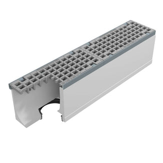 Grate gutter Maxi 150. L=1m. Mesh grid. H=260mm, bottom drain 160mm. E600KN