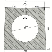 Schlitzzrinne 500 mm. L=4m. D400. Zwischenbrücke aus Stahl, Randbeton