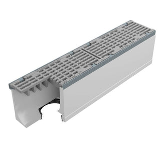 Grate gutter Maxi 150. L=1m. Long bar grate. H=260mm, bottom drain 160mm. F900KN