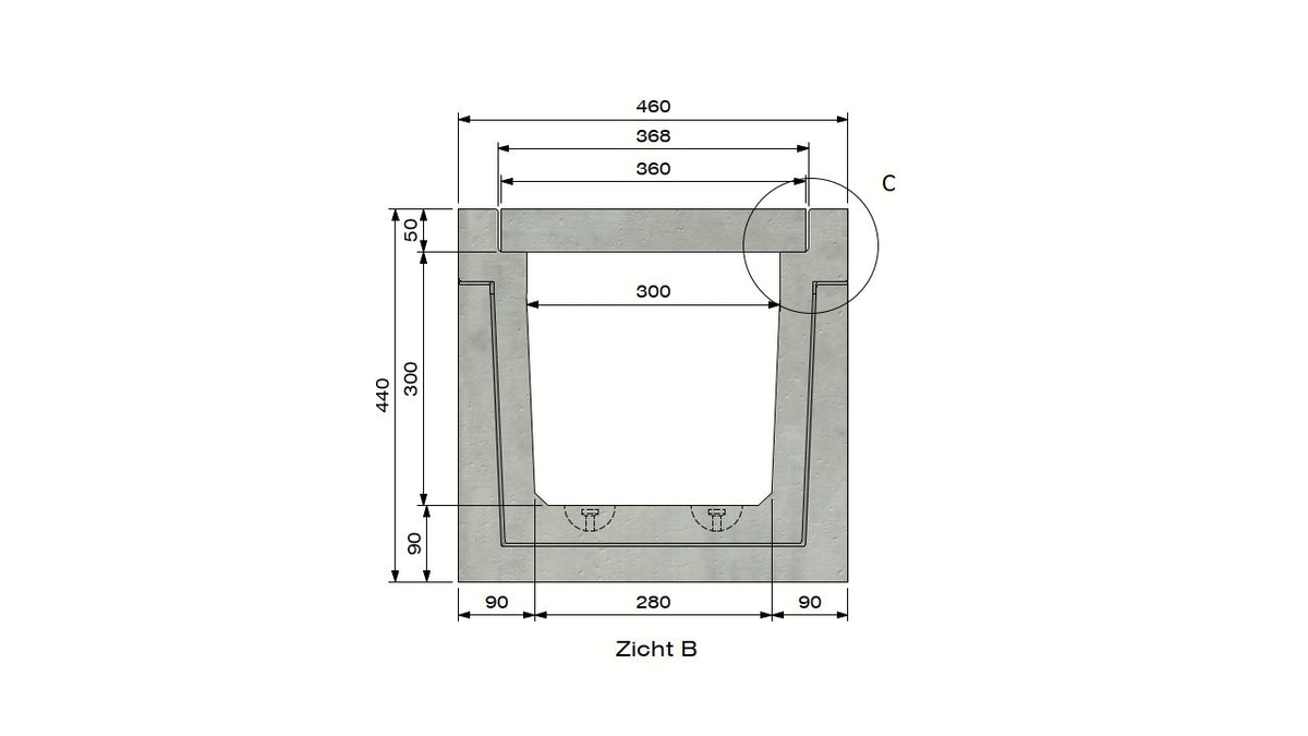 Grate gutter 3030. A15. Inset grille. L=3m. For concrete grid
