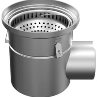 Stainless steel one-piece drain D200, round. Plate grid. M/125KN. Side discharge 75mm